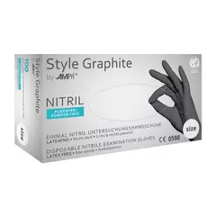 Перчатки нитриловые неопудренные MediOk Style Graphite, антрацитовые, размер M, Размер: M, назначение