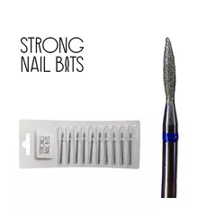 Фреза алмазная STRONG NAIL BITS пламя синяя 0,18 мм SET 10шт, Другой вариант: SET (10 шт), назначение