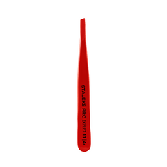 Пинцет для бровей Staleks Expert 11 TYPE 4r (узкие скошенные кромки), красный