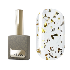 Топ HELLO Gold glossy без липкого слоя с поталью, 15 мл