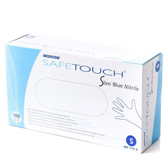 Рукавички нітрилові Medicom Slim Blue S (блакитні) щільність 4,0 г