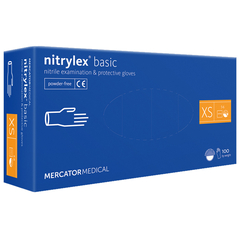 Рукавички нітрилові Mercator Medical Nitrylex Basic Blue, XS, 100 шт., Розмір: XS