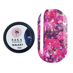 Гель Saga Professional Galaxy Glitter №8, 8 мл