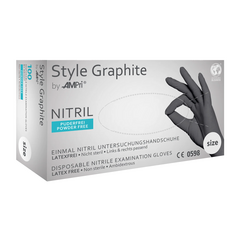 Рукавички нітрилові неопудрені MediOk Style Graphite, антрацитові, розмір M, Розмір: M