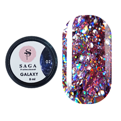 Гель Saga Professional Galaxy Glitter №2, 8 мл