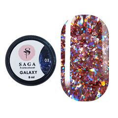 Гель Saga Professional Galaxy Glitter №3, 8 мл