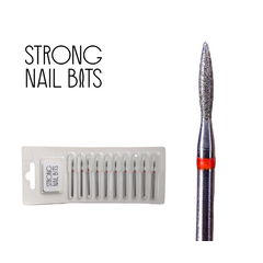 Фреза алмазная STRONG NAIL BITS пламя красная 0,18 мм SET 10 шт, Другой вариант: SET (10 шт)