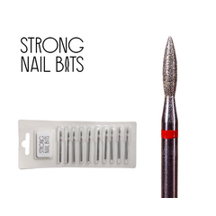 Фреза алмазная STRONG NAIL BITS пламя красная 0,21 мм SET 10шт, Другой вариант: SET (10 шт)