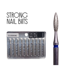 Фреза алмазная Strong nail bits PREMIUM пламя синяя, 0,20 см SET, Другой вариант: SET (10 шт)