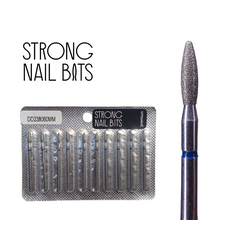 Фреза алмазная Strong nail bits PREMIUM пламя синяя, 0,23 мм SET, Другой вариант: SET (10 шт)