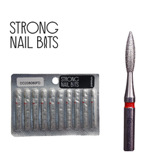 Фреза алмазная Strong nail bits PREMIUM пламя красная, 0,20 см SET, Другой вариант: SET (10 шт)