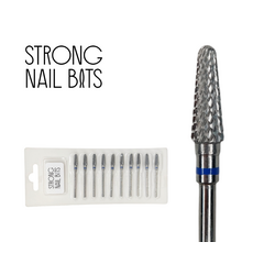 Фреза твердосплавная STRONG NAIL BITS конус закругленный синяя 0,5 см SET 10 шт, Другой вариант: SET (10 шт)