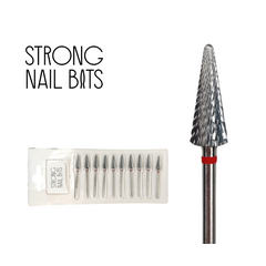 Фреза твердосплавная STRONG NAIL BITS конус красная 0,5 см SET 10 шт, Другой вариант: SET (10 шт)
