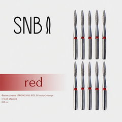 Фреза алмазная STRONG NAIL BITS. EU "пламя острое" красная 0,18 см SET 10 шт, Другой вариант: SET (10 шт)
