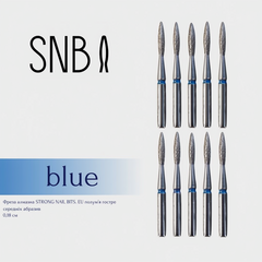 Фреза алмазная STRONG NAIL BITS. EU "пламя острое" синяя 0,18 см SET 10 шт, Другой вариант: SET (10 шт)