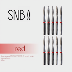 Фреза алмазная STRONG NAIL BITS. EU "пламя острое" красная 0,21 см SET 10 шт, Другой вариант: SET (10 шт)