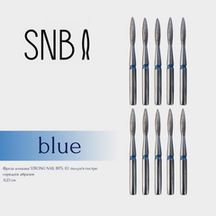 Фреза алмазная STRONG NAIL BITS. EU "пламя острое" синяя 0,23 см SET 10 шт, Другой вариант: SET (10 шт)