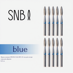 Фреза алмазная STRONG NAIL BITS. EU "пламя острое" синяя 0,21 см SET 10 шт, Другой вариант: SET (10 шт)