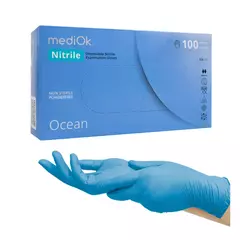 Перчатки нитриловые неопудренные MediOk Ocean, голубые, размер M