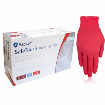 Рукавички нітрилові Medicom Red S (червоні), Розмір: S