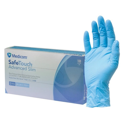 Рукавички нітрилові Medicom неопудрені SafeTouch Advanced Slim, сині, розмір S