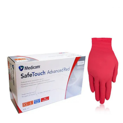 Перчатки нитриловые Medicom Red XS (красные), Размер: XS