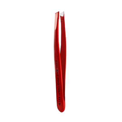 Пинцет для бровей Staleks Expert 11 TYPE 3r, (широкие скошенные кромки), красный, фото 2