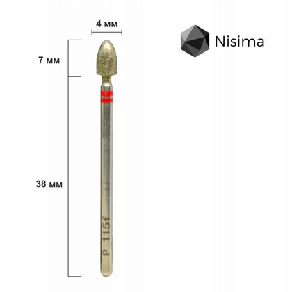 Насадка NISIMA алмазная закругленный конус 4 мм красная P_115fK, фото 2