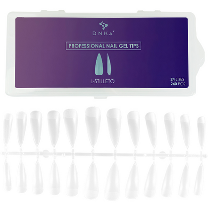 Гелеві типси DNKa Professional Nail Gel Tips L-Stilleto, 240 шт, призначення