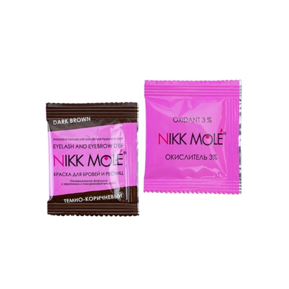 Краска для бровей и ресниц Nikk Mole, тон Темно-коричневый 8 Саше + оксидант 8 Саше