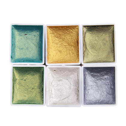 Акварельные краски с шиммером, 6 цветов SHIMMER SOLID WATERCOLOR, GRASS GREEN 03, фото 2