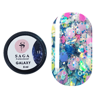 Гель Saga Professional Galaxy Glitter №12, 8 мл