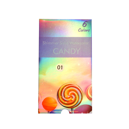 Акварельные краски с шиммером, 6 цветов SHIMMER SOLID WATERCOLOR, CANDY 01