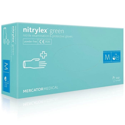 Рукавички нітрилові Mercator Medical Nitrylex Green, M, 100 шт.