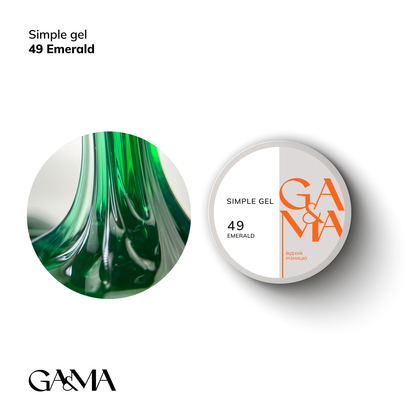Гель GÉMELY ex GA&MA Simple gel №49 Emerald, 15 мл, Вибір об'єму: 15 мл, Колір колекції: №49