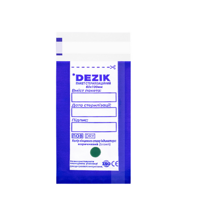 Крафт-пакеты Dezik прозрачные для паровой, воздушной стерилизации индикатор 4 кл, 60х100 мм, 100 шт
