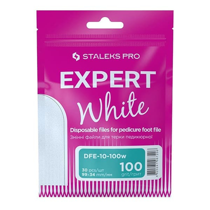 Сменные файлы белые для терки педикюрной Staleks Expert 10 100 грит, 30 шт