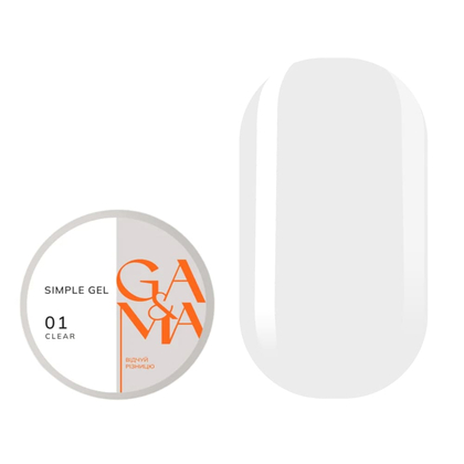 Гель Ga&Ma Simple gel №1 прозорий, 15 мл, Вибір об'єму: 15 мл, Колір колекції: №1