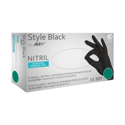 Рукавички нітрилові неопудрені MediOk Style Black, чорні, розмір XS