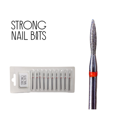 Фреза алмазная STRONG NAIL BITS пламя красная 0,18 мм SET 10 шт, Другой вариант: SET (10 шт)