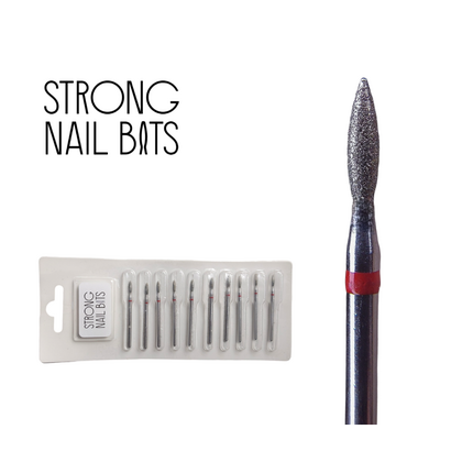 Фреза алмазная STRONG NAIL BITS пламя красная 0,23 мм SET 10шт, Другой вариант: SET (10 шт)