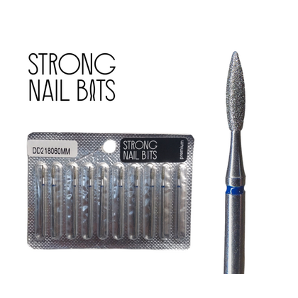 Фреза алмазная Strong nail bits PREMIUM пламя синяя, 0,21 мм SET, Другой вариант: SET (10 шт)