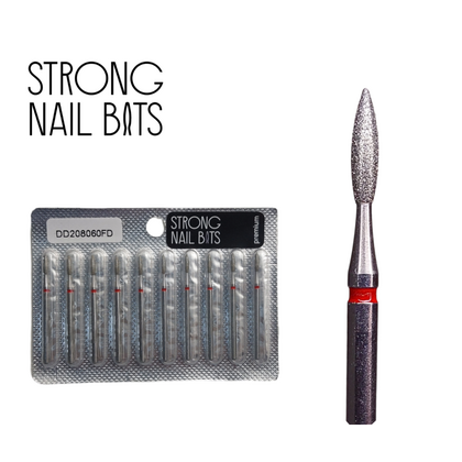 Фреза алмазная Strong nail bits PREMIUM пламя красная, 0,20 см SET, Другой вариант: SET (10 шт)