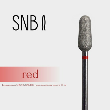 Фреза алмазная STRONG NAIL BITS груша удлиненная красная 0,5 см