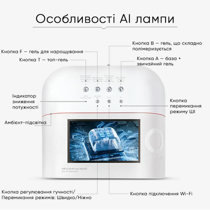 Лампа для маникюра с искусственным интеллектом O NAIL AI lamp белая, фото 4