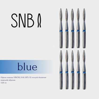 Фреза алмазная STRONG NAIL BITS. EU "пламя безопасное" синяя 0,18 см SET 10 шт, Другой вариант: SET (10 шт)