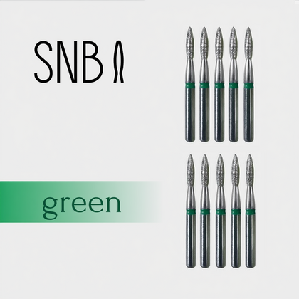 Фреза алмазная STRONG NAIL BITS. EU "пламя безопасное" зеленая 0,21 см SET 10 шт, Другой вариант: 10 шт