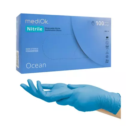 Перчатки нитриловые неопудренные MediOk Ocean, голубые, размер M